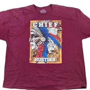 Hard Ten Clothing Co Chief Hustler 4XL Graphic T-Shirt Burgundy Red Urban‎